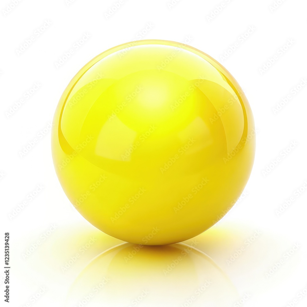 Bright Yellow Glossy Glow Ball Isolated on White Background. Generative AI Bright Yellow Glossy Glow Ball Isolated on White Background. Generative AI