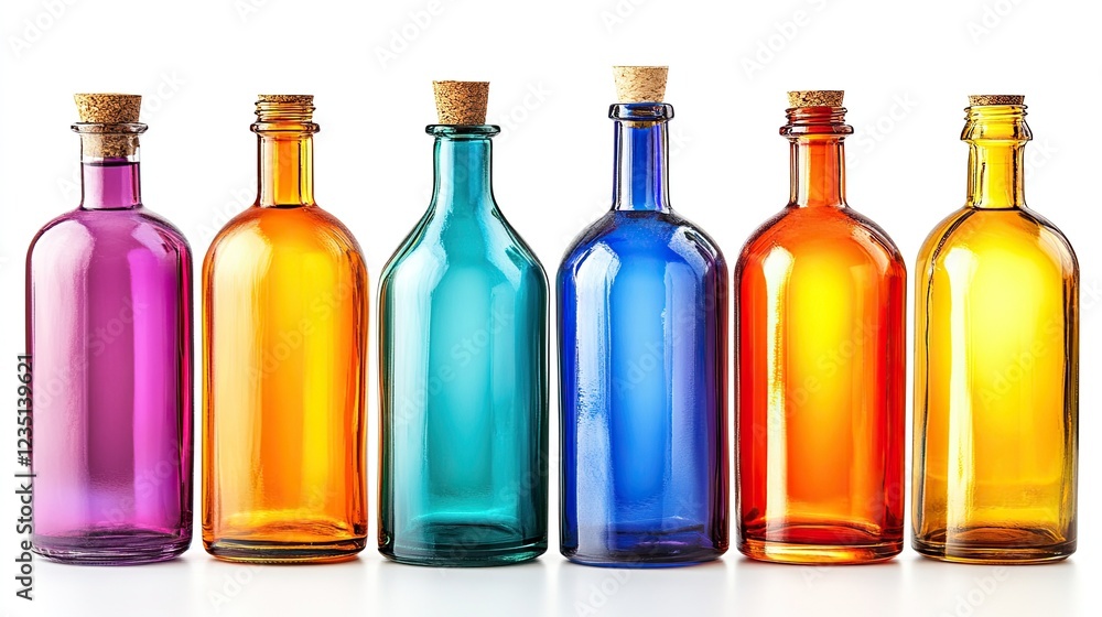 A set of bottles isolated on a white background. A set of bottles isolated on a white background.