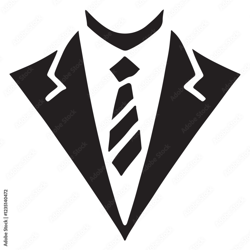 Naklejka premium Elegant Suit and Tie Silhouette Vector Illustration for Business