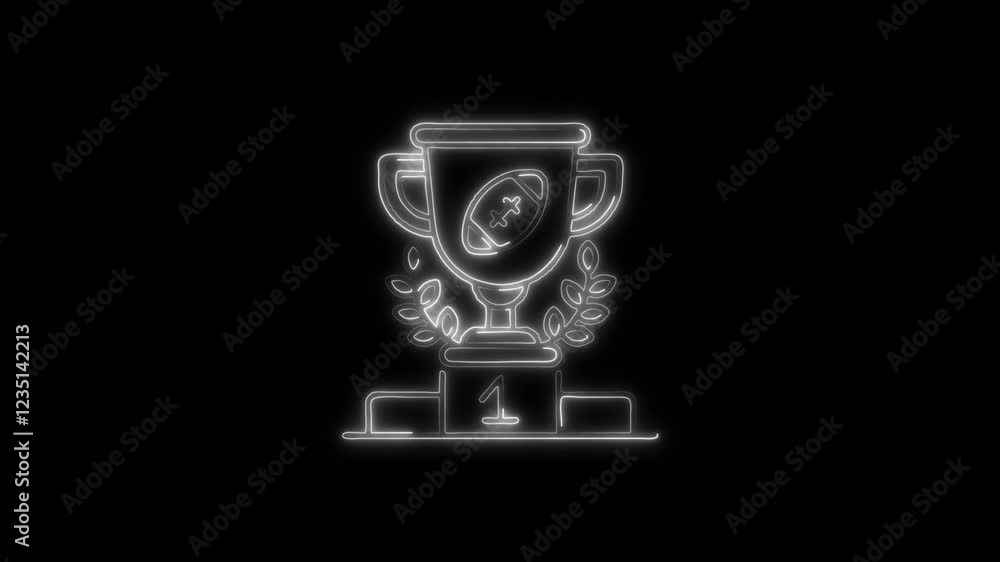 Glowing neon Trophy icon isolated on black background. HD Video motion graphic animation Glowing neon Trophy icon isolated on black background. HD Video motion graphic animation