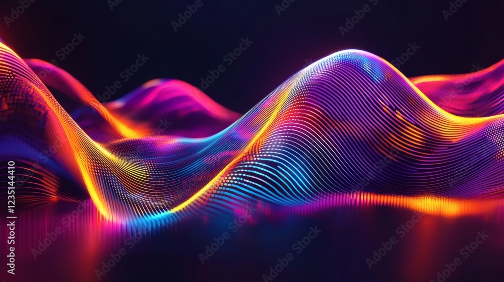 Fototapeta premium Vibrant Neon Wave Abstract Art Digital Background