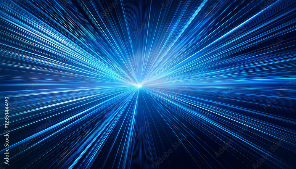 Fototapeta premium blue background adorned with neon rays and dynamic lines