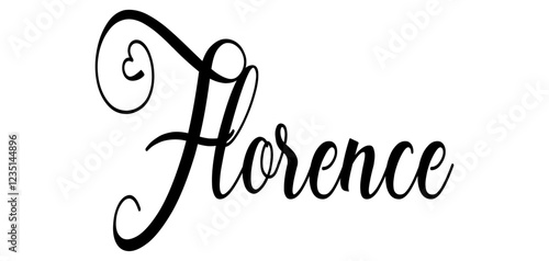 Florence - black color - word name written with heart - ideal for websites, presentations, cards, banners, sweatshirts, prints, cricut, silhouette, sublimations, labels, stickers	