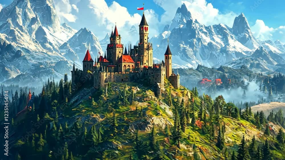 Majestic Mountaintop Castle Fairytale Landscape Fantasy Art Majestic Mountaintop Castle Fairytale Landscape Fantasy Art