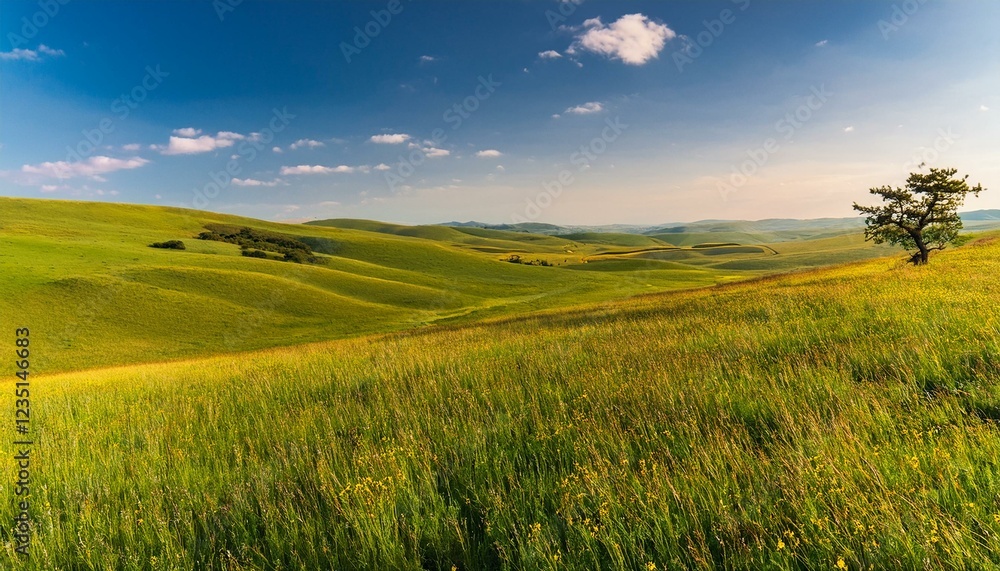 Fototapeta premium Explore the vastness of expansive grasslands. 