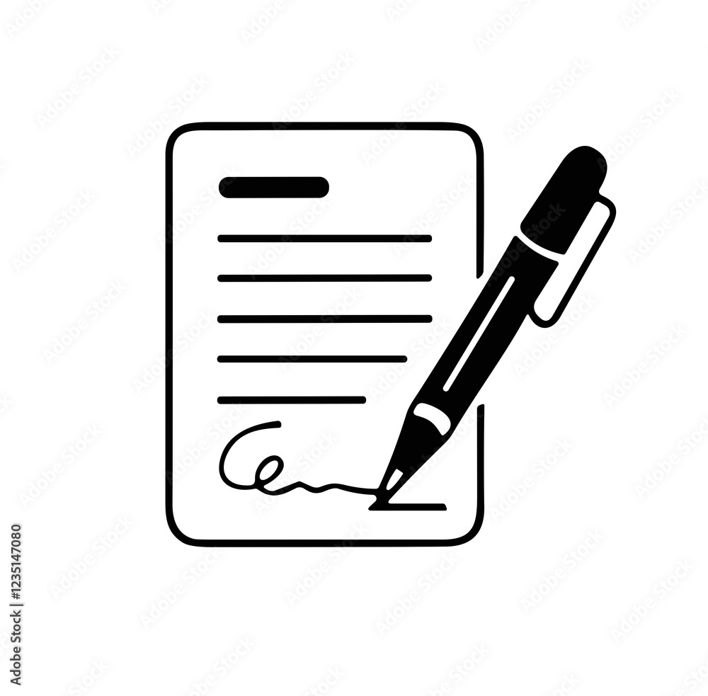 Illustration of a notepad with lines and a pen, representing note-taking and documentation concept Illustration of a notepad with lines and a pen, representing note-taking and documentation concept