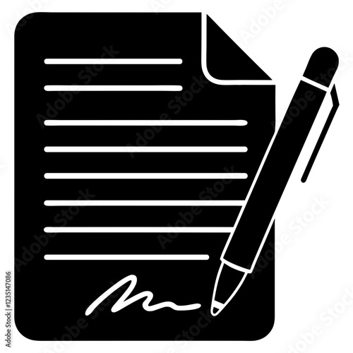 Icon of a notepad with a pen and signature, representing documentation and note-taking concept