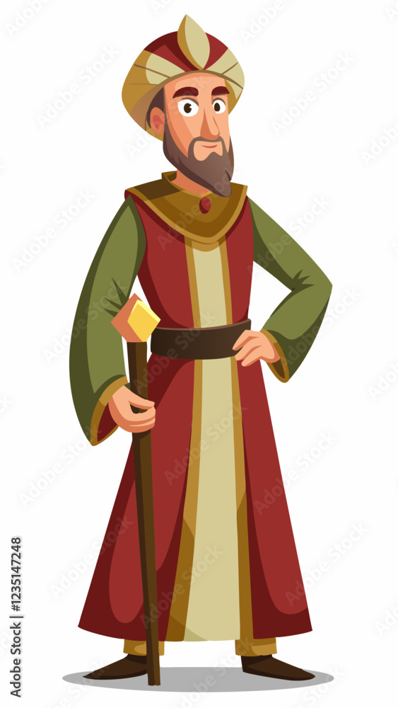 Historian character striking a pose holding a staff Historian character striking a pose holding a staff