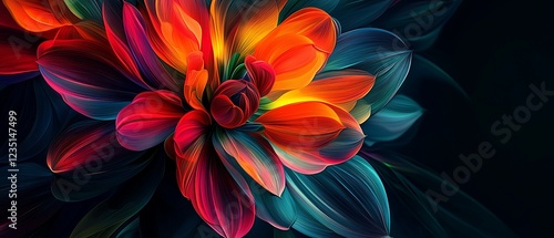 A vibrant abstract colorful flower design, 