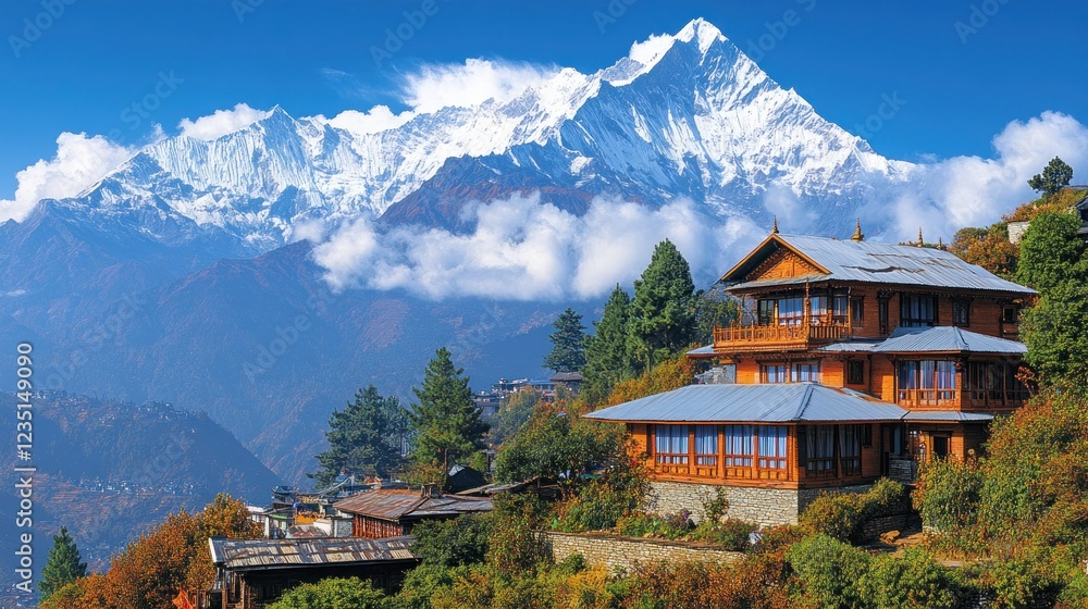 Himalayan Village Home with Snowy Peaks Himalayan Village Home with Snowy Peaks