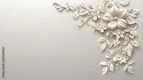 Elegant White Floral Relief Design Corner Ornament