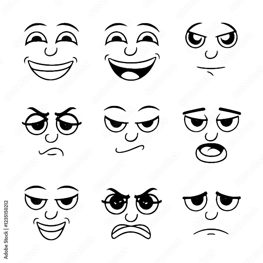 set of faces and emoji set of faces and emoji