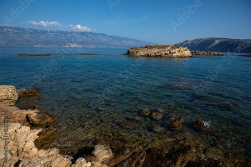 Obraz na płótnie View of scenic landscape with rocks and sea on the Adriatic Sea, Croatia w salonie