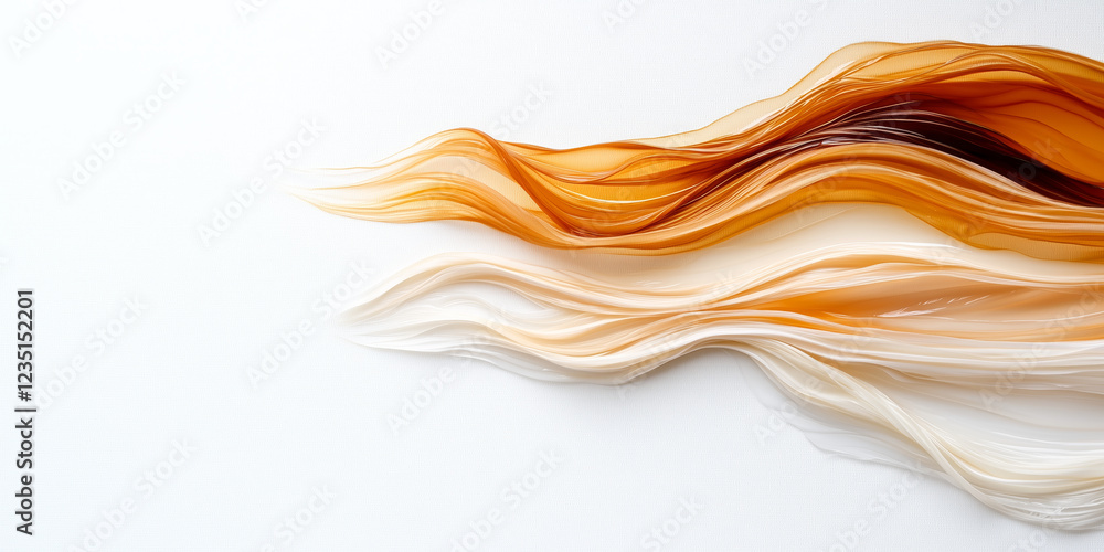 Abstract Beige and Brown Fabric Drape on White Background Abstract Beige and Brown Fabric Drape on White Background