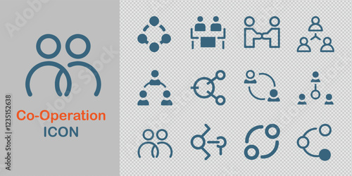 Co-Operation Icon Set. Perfect for illustrating partnerships, business relationships, team-building, and organizational cooperation in any business or team environment