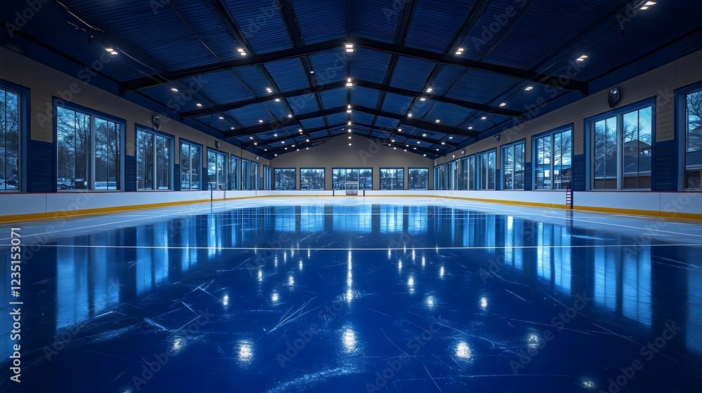 Fototapeta premium A large indoor ice rink with a blue surface