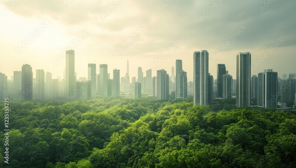 Urban Oasis: City Skyline Meets Lush Greenery Urban Oasis: City Skyline Meets Lush Greenery