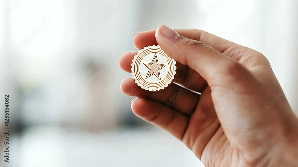 Certified Quality Guarantee Emblem with Hand and Minimalist Background Certified Quality Guarantee Emblem with Hand and Minimalist Background