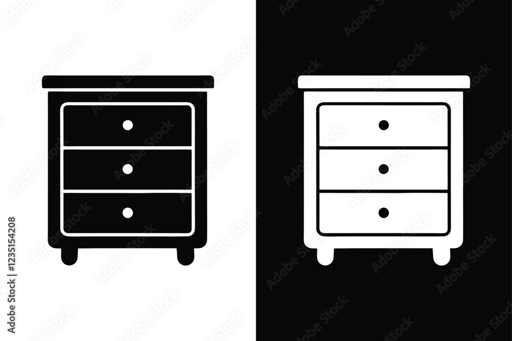 Nightstand icon icon flat icon vector on White Background Vector Art Illustration on white background. Nightstand icon icon flat icon vector on White Background Vector Art Illustration on white background.