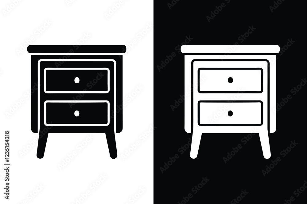 Nightstand icon icon flat icon vector on White Background Vector Art Illustration on white background. Nightstand icon icon flat icon vector on White Background Vector Art Illustration on white background.