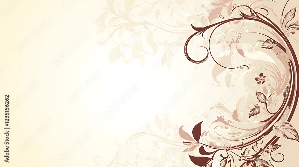 Elegant Floral Design Background with Swirls and Leaves Elegant Floral Design Background with Swirls and Leaves