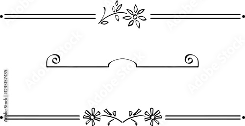 black and white set of delimiters for text, dividers