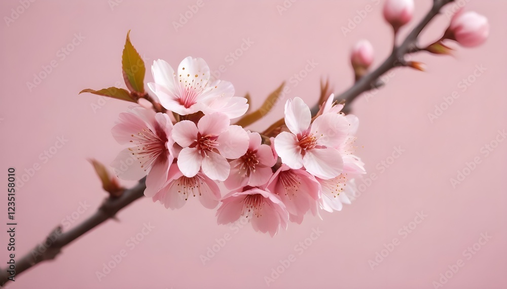 Obraz premium Delicadas flores de cerezo rosa en plena floración sobre un fondo suave y borroso