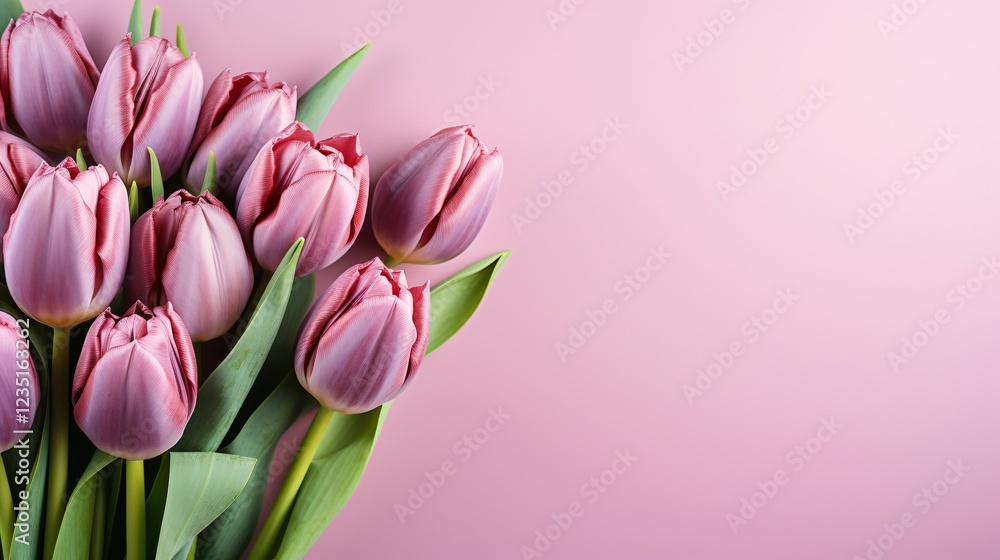 top view of purple tulips on table top view of purple tulips on table