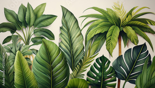 Wallpaper Mural botanical illustration of various tropical plants Torontodigital.ca
