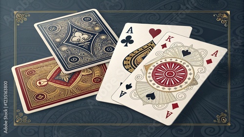 Close-up of playing cards showing Ace of Spades and King of Hearts photo