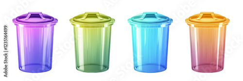 Wallpaper Mural Set of four colorful transparent drinking bottles in purple, green, blue, and orange png Torontodigital.ca