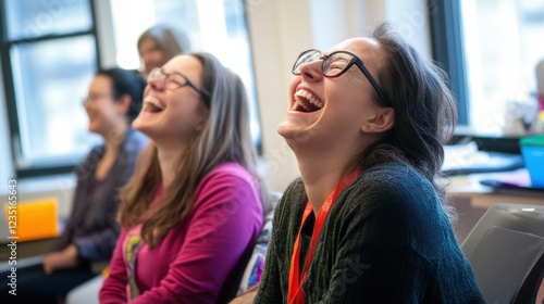 Wallpaper Mural A woman laughing with two other women in the background. Torontodigital.ca
