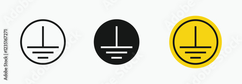 sets Protective earth ground symbol represents grounding in electrical systems.