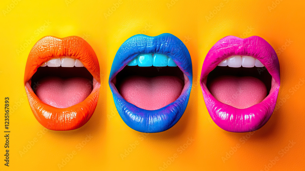 Fototapeta premium Dive into vibrant Lip Art with bold colors and a glossy finish that really stands out