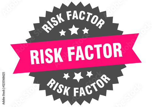 risk factor. risk factor round pink label isolated on transparent background