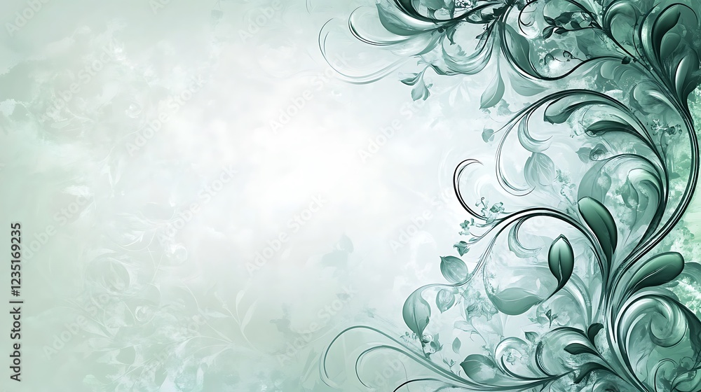 Elegant Teal Floral Design Abstract Artwork Elegant Teal Floral Design Abstract Artwork