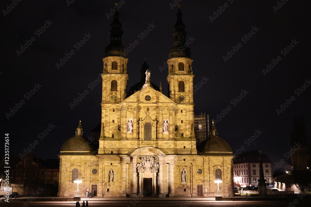 Dom St. Salvator zu Fulda bei Nacht Dom St. Salvator zu Fulda bei Nacht