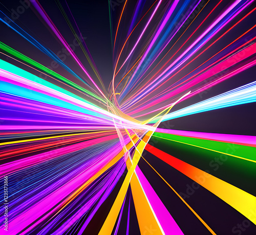 Wallpaper Mural Red bright strip of light background abstract colorful background, bright neon rays and glowing lines.black background with long  stripes Pink yellow blue creative wallpaper.high quality.generative ai Torontodigital.ca