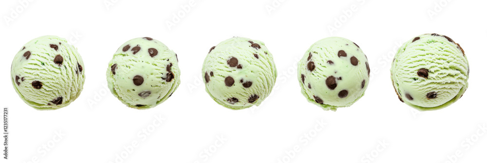 Mint chocolate chip ice cream balls isolated on transparent background png Mint chocolate chip ice cream balls isolated on transparent background png