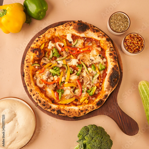 Farm House Naples Pizza for restaurant menu top angle
