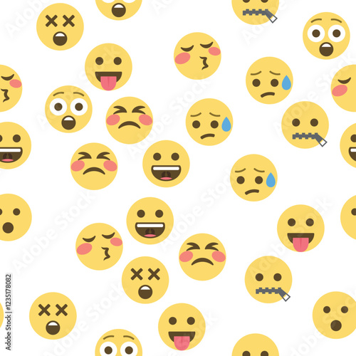 Seamless pattern of emoticons and emoji, emoji vector illustration, emoji background for social network.