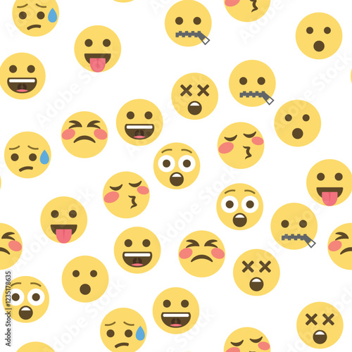 Seamless pattern of emoticons and emoji, emoji vector illustration, emoji background for social network.