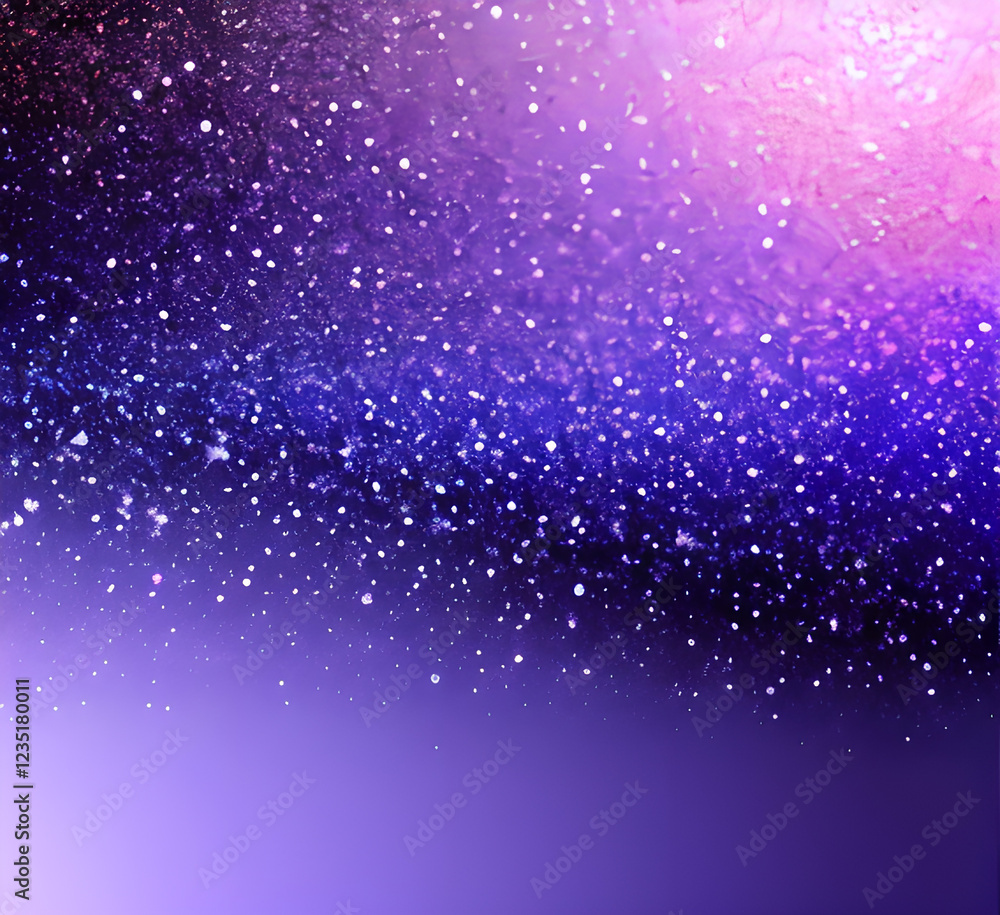 Fototapeta premium Night cloudy sky. Purple and blue abstract space with stars and sparkles. Cute dreamy wallpaper with magic light. Dark evening heaven landscape.gradient sunrise with twilight calm dusk.generative ai
