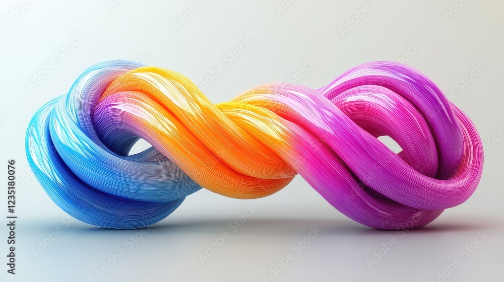 Abstract 3D Illustration of Intertwined Colorful Strands Abstract 3D Illustration of Intertwined Colorful Strands