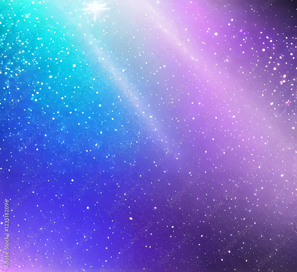 Fototapeta premium Night cloudy sky. Purple and blue abstract space with stars and sparkles. Cute dreamy wallpaper with magic light. Dark evening heaven landscape.gradient sunrise with twilight calm dusk.generative ai