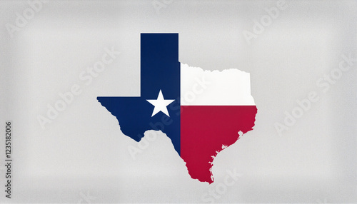 Texas map silhouette in red, white, and blue colors against neutral background, patriotic representation