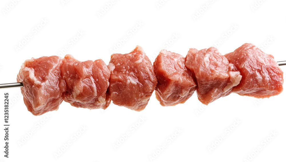 beef on a single shish kebab isolated on transparent white background, clipping path beef on a single shish kebab isolated on transparent white background, clipping path