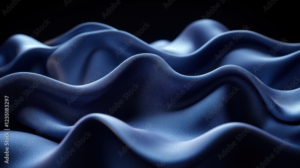 Obraz premium Deep blue silk draped in dark studio