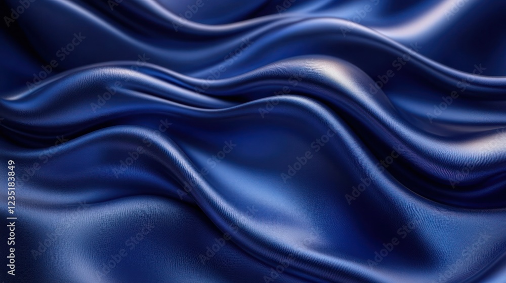 Obraz premium Deep blue silk fabric folds, abstract background, digital art, design inspiration