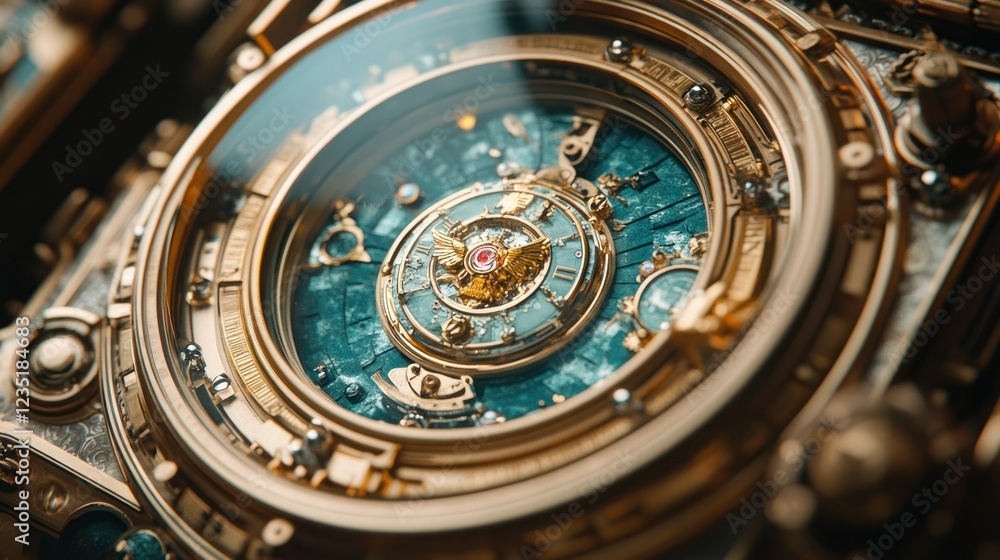Obraz premium Detailed close-up of intricate steampunk clockwork mechanism